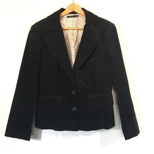 Black Corduroy Blazer‎ Raxevsky Size L Fitted Floral Lining Cotton Blend